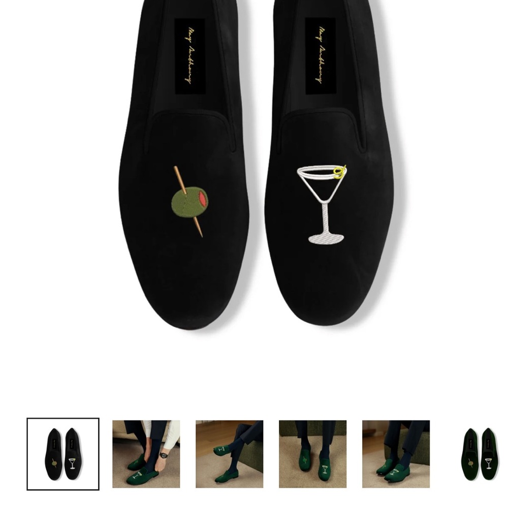 NWT May Anthony Velvet Martini Olive Loafers